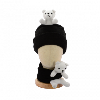 Polar Bear on Black Fleece Buddy Hat-S